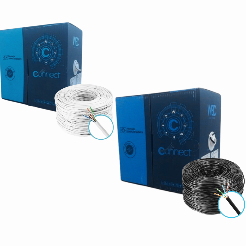 Cabo Rede Utp Lan Cat5e 4p 100% Cobre Wec Preto 305 Metros