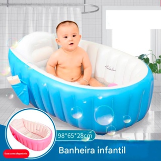 Banheira Inflável Infantil Com Bomba Portátil Banho Anti Deslizamento Bebê em Oferta na Shopee