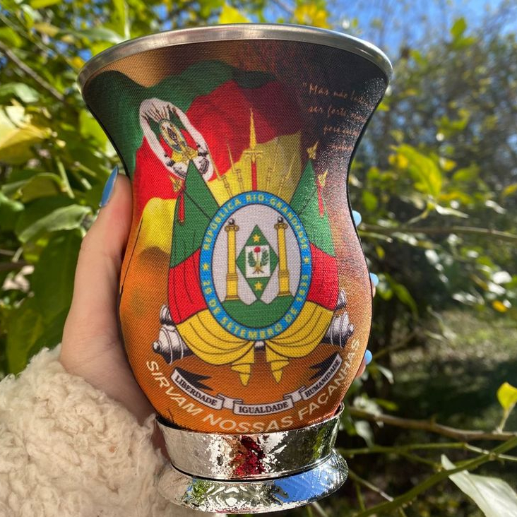 [BLACK FRIDAY] Cuia de Chimarrão Porongo Tecido Bocal Inox Estampada em Oferta na Shopee