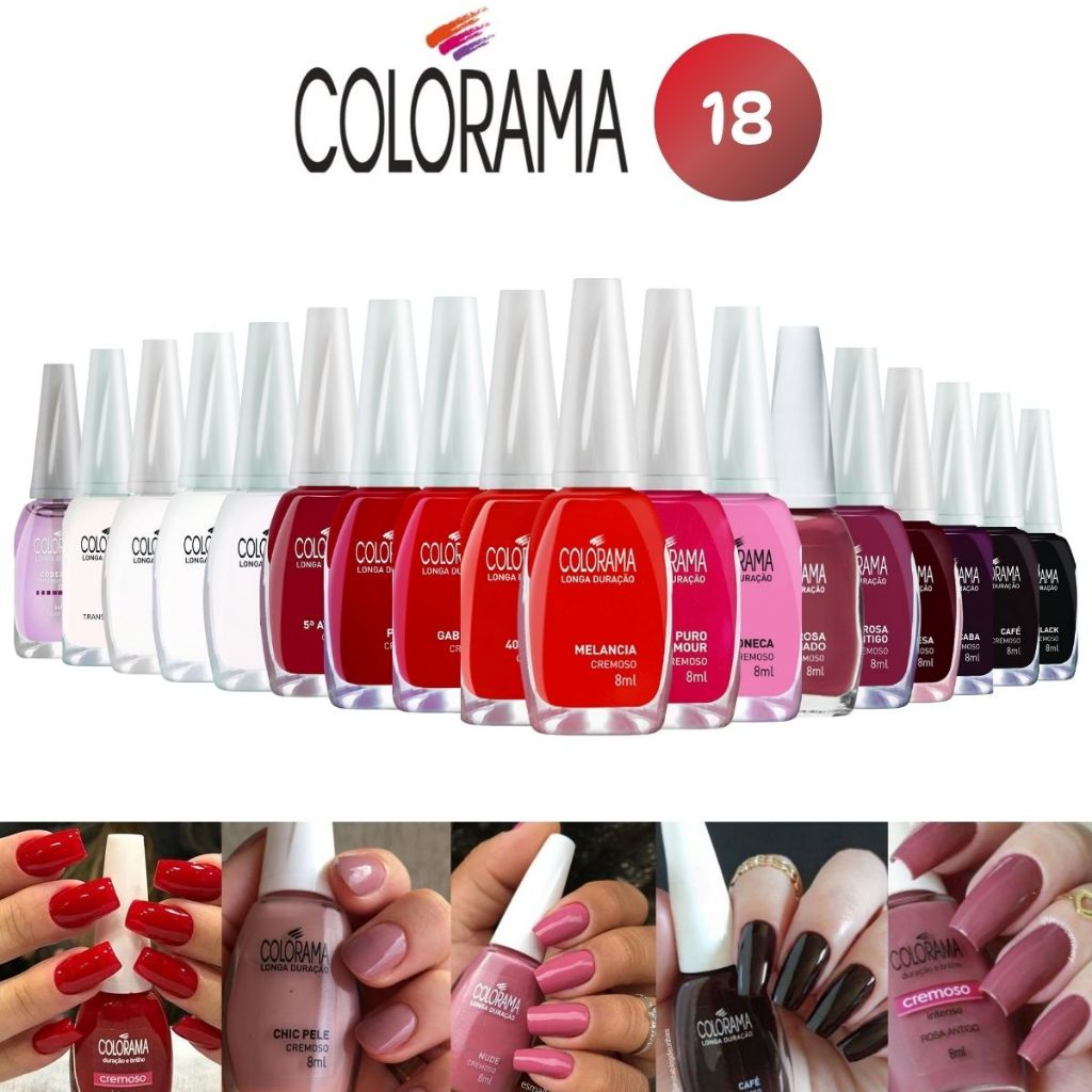 Colorama Kit 18 Esmaltes Nude Escuros Francesinha Vermelho