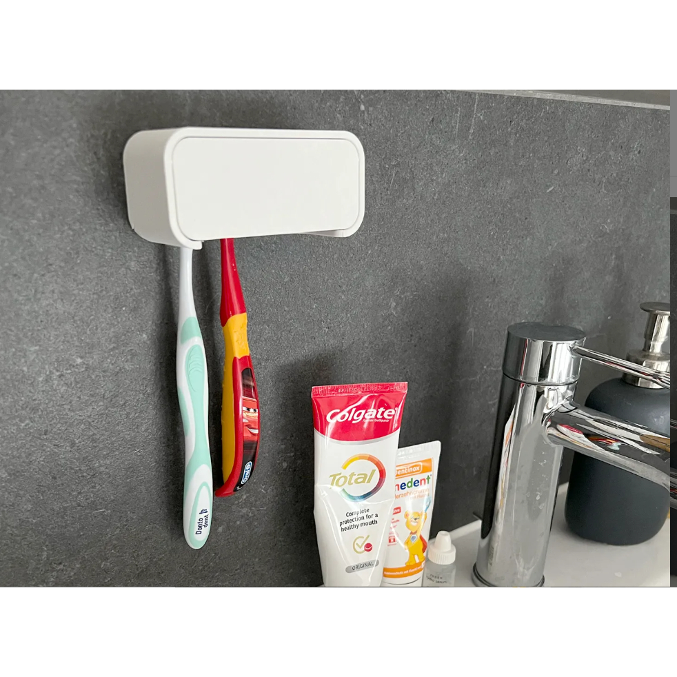 Porta Escovas de Dente Parede – Fixação Sem Furo – Suporte Para 4 Escovas + Fita Dupla Face Forte