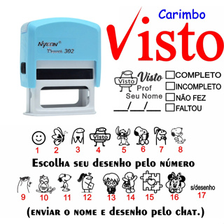#CARIMBO - VISTO / COMPLETO/INCOMPLETO/NÃO FEZ/ FALTOU-DESENHOS0 em Oferta na Shopee