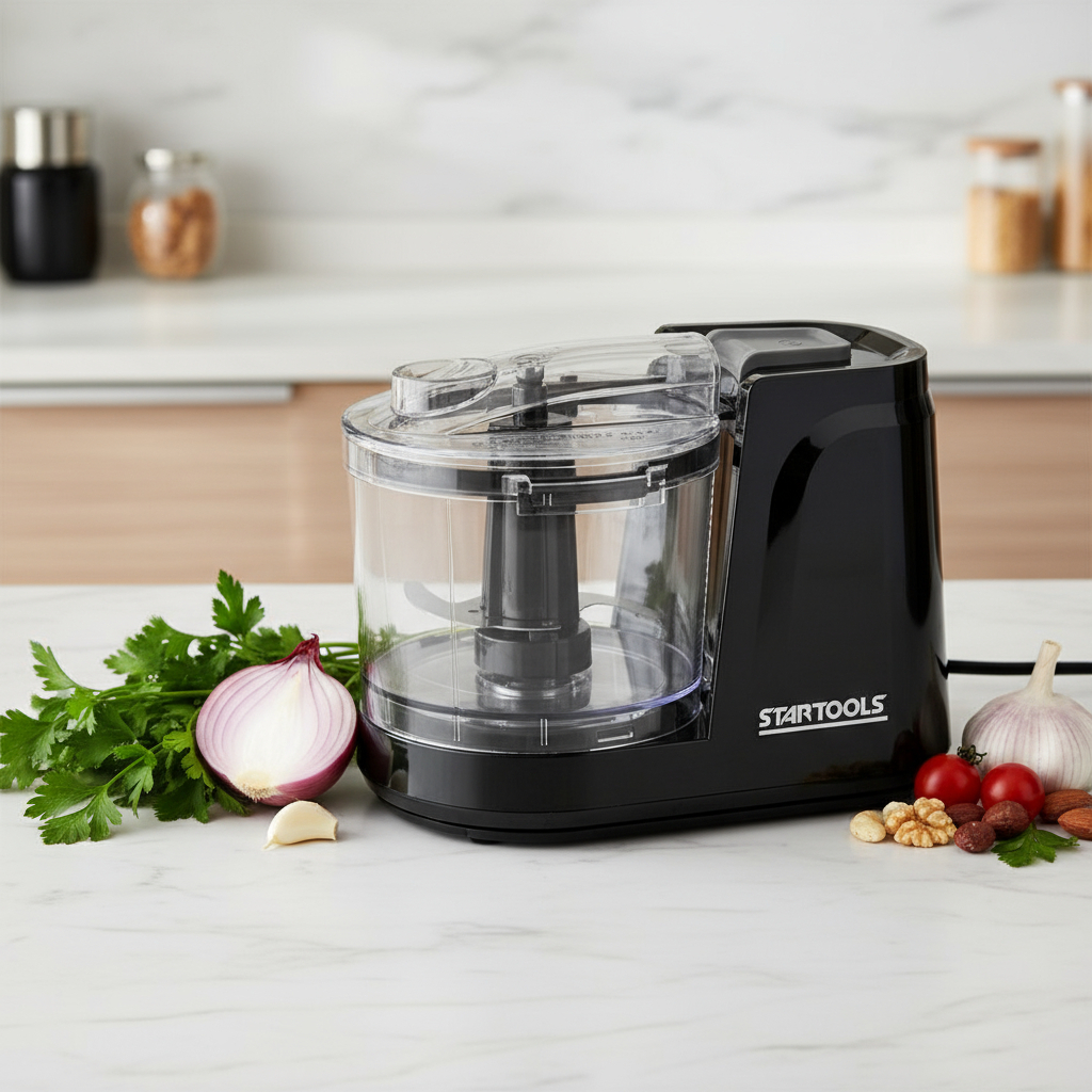 Mini Processador Triturador Elétrico 200W 350ml Picador Cozinha Compacto Rápido Prático