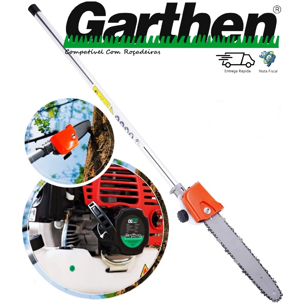 Motopoda Ponteira + Haste Extensor Completo P/ Roçadeira Garthen Cg420 Cg450 Cg550 - 28mm 9 Estrias