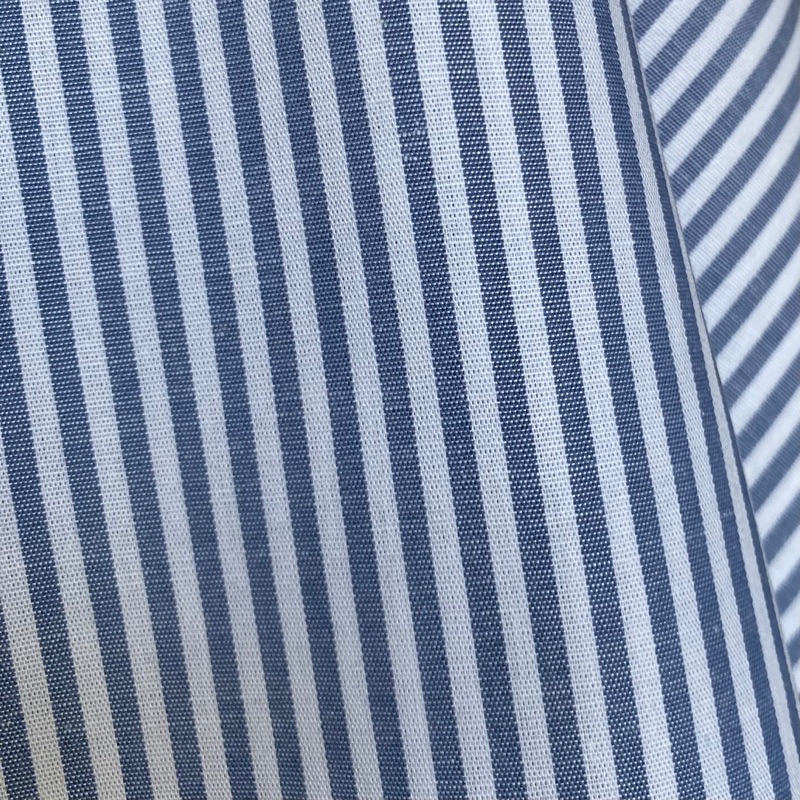 Tecido Tricoline Listrado Fino 227 AZUL JEANS Fio Tinto 100% Algodão 1,50 de largura