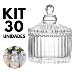 Kit Potiche Bomboniere Mini 9cm Vidro Lembrancinha Casamento Vela Aniversario Transparente Batizado