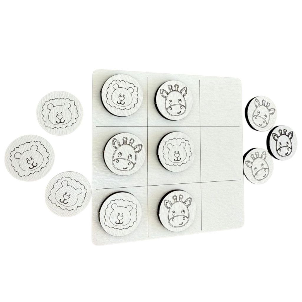 Kit 10/20/30 Unidades Jogos Da Velha Safari Leão Girafa Lembrancinha MDF Tabuleiro Brinquedo em Oferta na Shopee