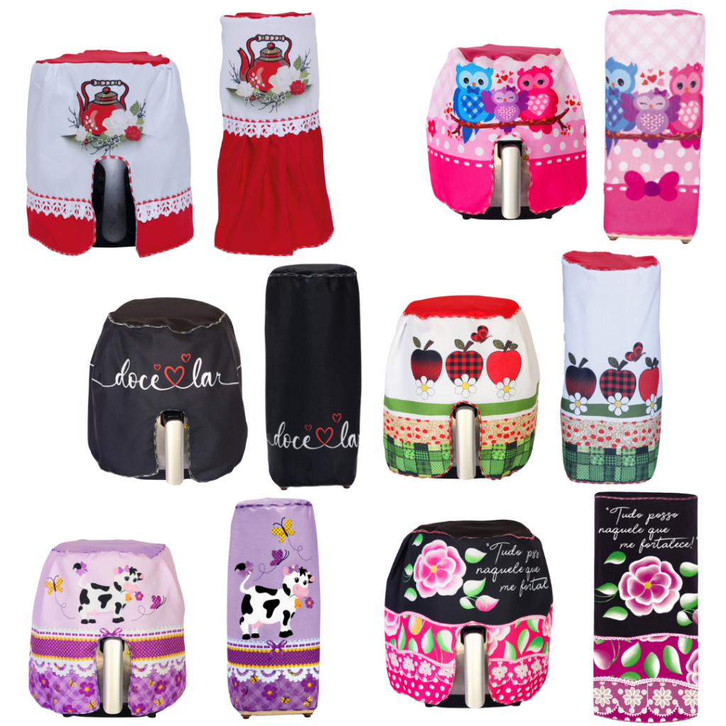 Kit Capa Para Liquidificador + Capa Fritadeira Protetora Decorativa Oxford Estampada em Oferta na Shopee