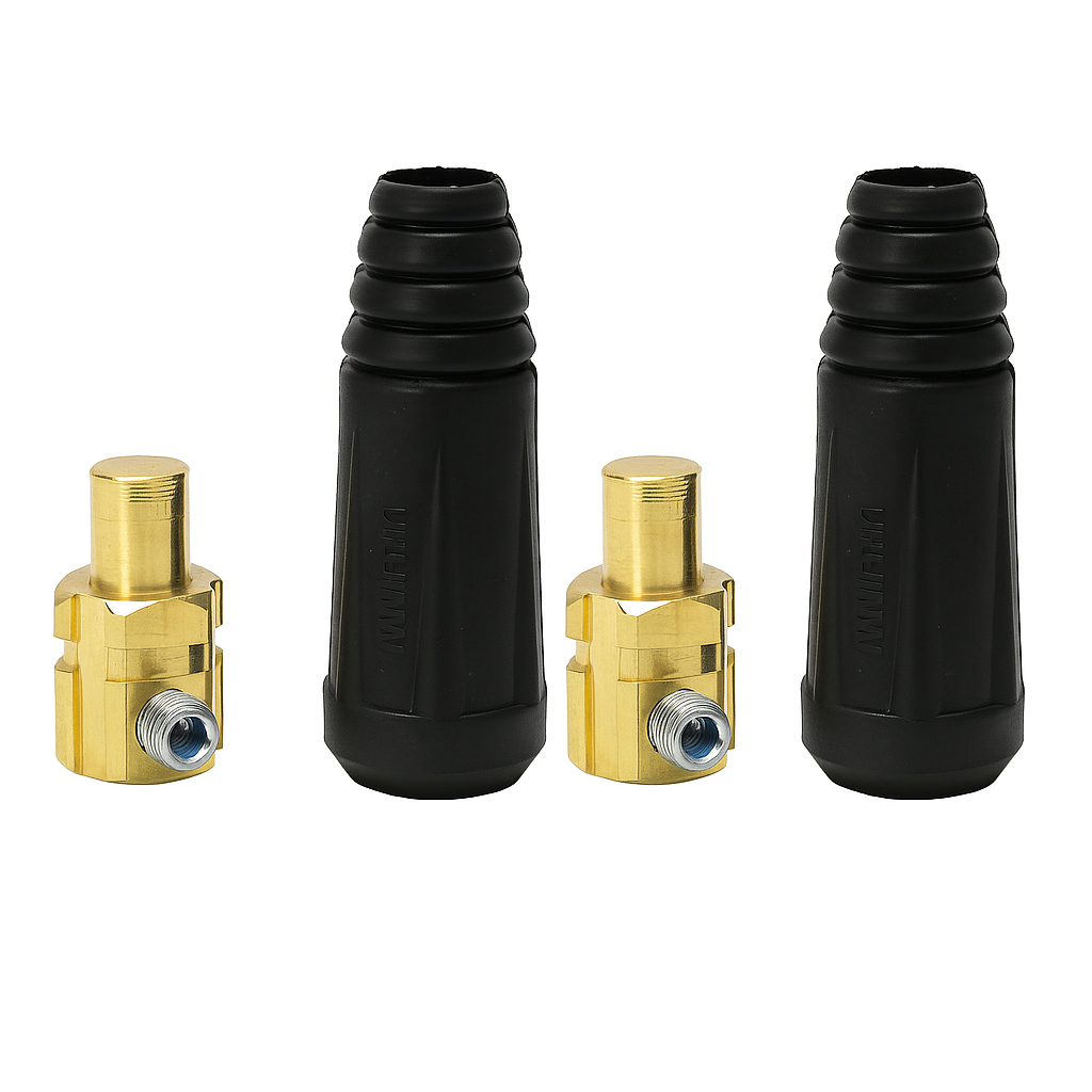 Kit 2 Conector de Solda 9mm Macho Para Cabo 10-25mm² Para Inversora De Solda