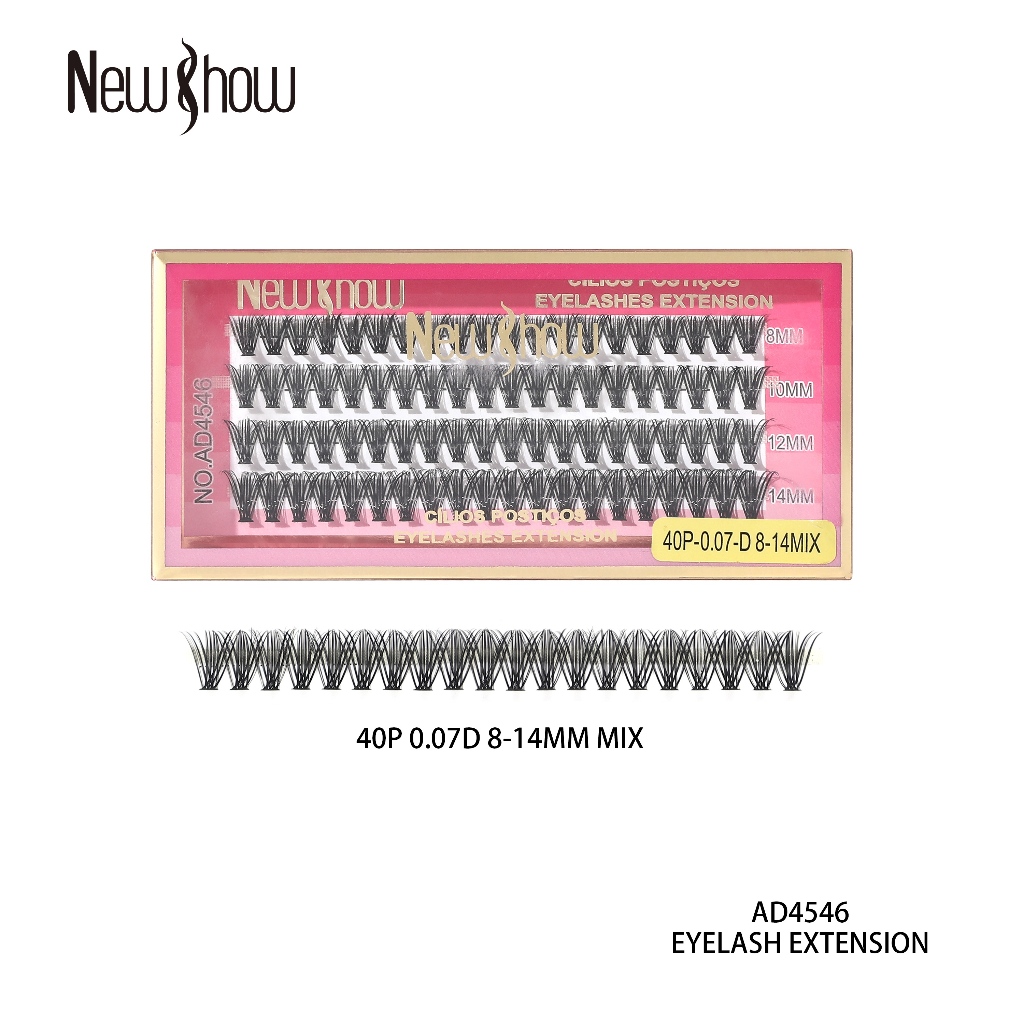 New Show 80 Unidades Números mistos Cílios Postiços 6D MINK 20P/30P/40P-0.07-D 8-14MIX-Tufos sem Nó em Oferta na Shopee