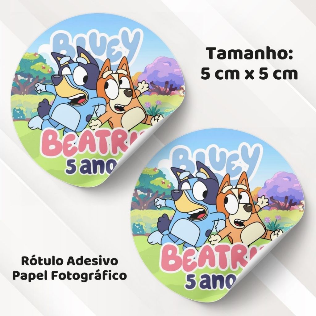 Rótulo Adesivo 5cm BLUEY - Rótulo adesivo BINGO E BLUEY