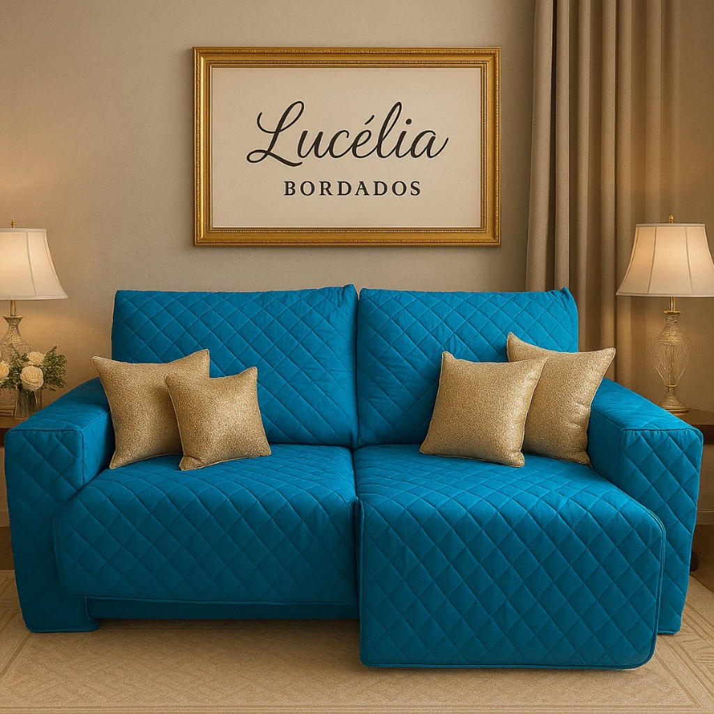 Capa Protetor com Elástico para Sofá Premium braço coberto 2,60 2 modulos largura total do sofa