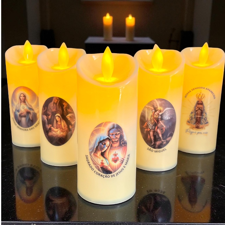 Vela Led Fina Chama Viva Nossa Senhora Aparecida - São Miguel e outros Santos Católicos Decorativa Eletrônica em Oferta na Shopee