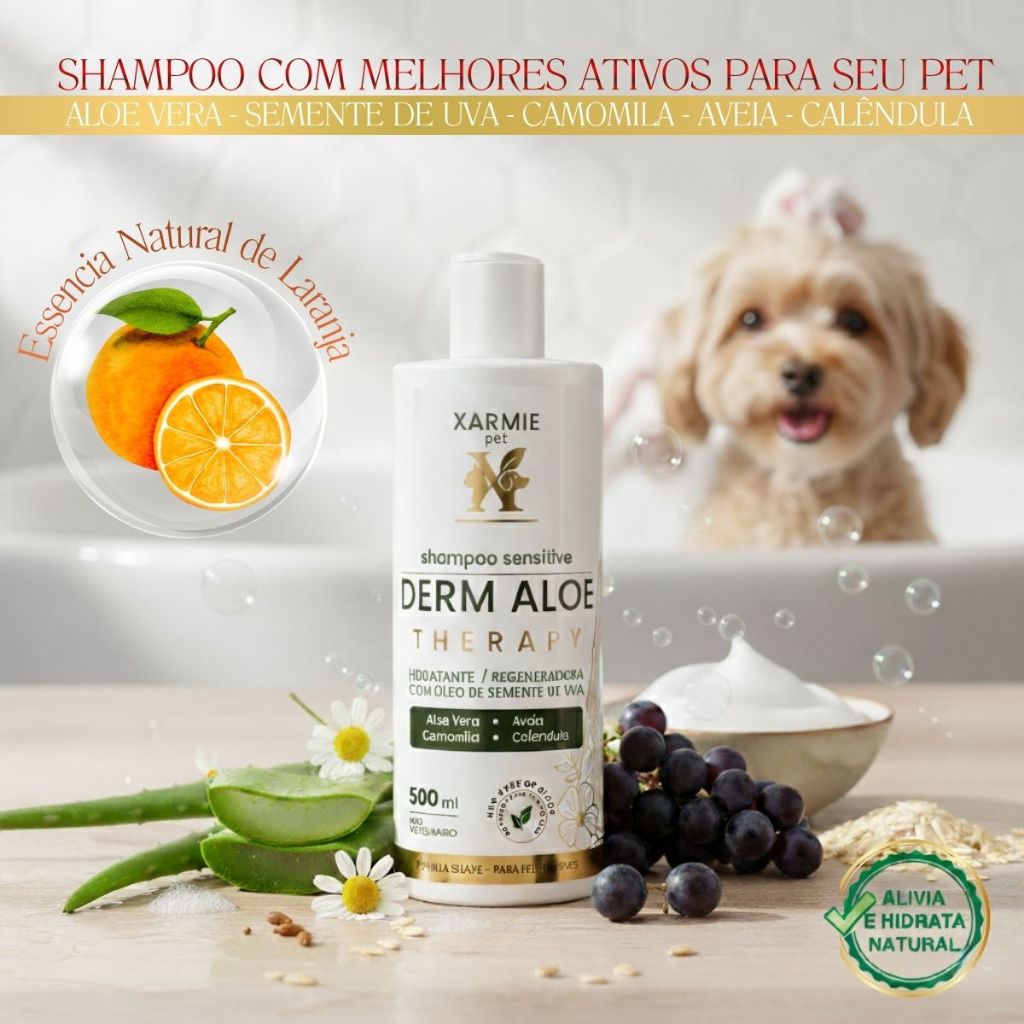 Shampoo Calmante e Hidratante Para Dermatite Canina – Ideal Para Cachorros com Alergias em Oferta na Shopee