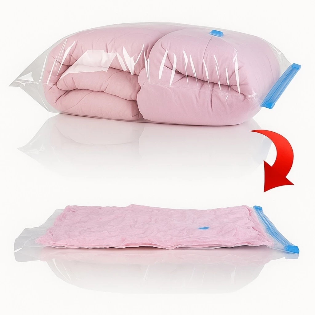Saco a Vácuo com Bomba Kit Organizador de Roupa Mala Viagem Edredom Reutilizável — imagem 2 de 2