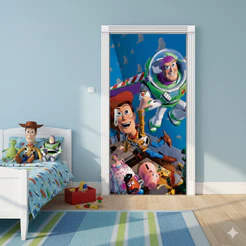 Capa De Porta Em Tecido Sublimado 2,0x0,8m C/ Elástico Toy Story Lançamento Infantil Bibi Paineis