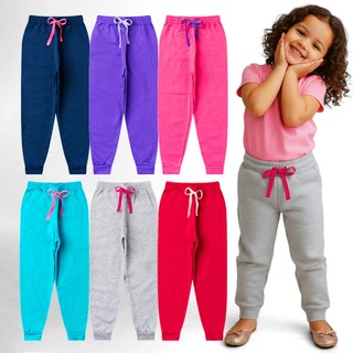 3 ou 5 Calças Moletom Infantil Menina Inverno Peluciado Kit Sortido