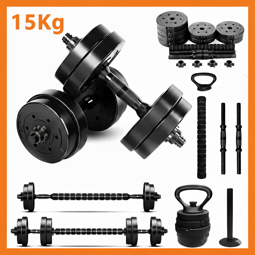 Kit Halteres de Anilhas Barras e Kettelbell Musculação Ajustável Tudo Esportes Treino completo casa