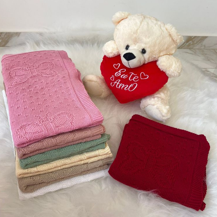 Manta Tricot Borboleta Bebê Saída de Maternidade Cobertor Aconchegante Menina Menino