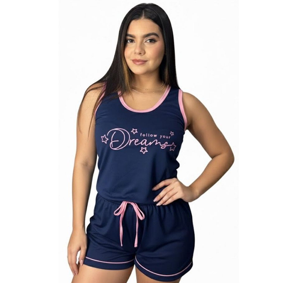 Baby Doll Regata Estampado/ Pijama Feminino/ Conjunto Feminino