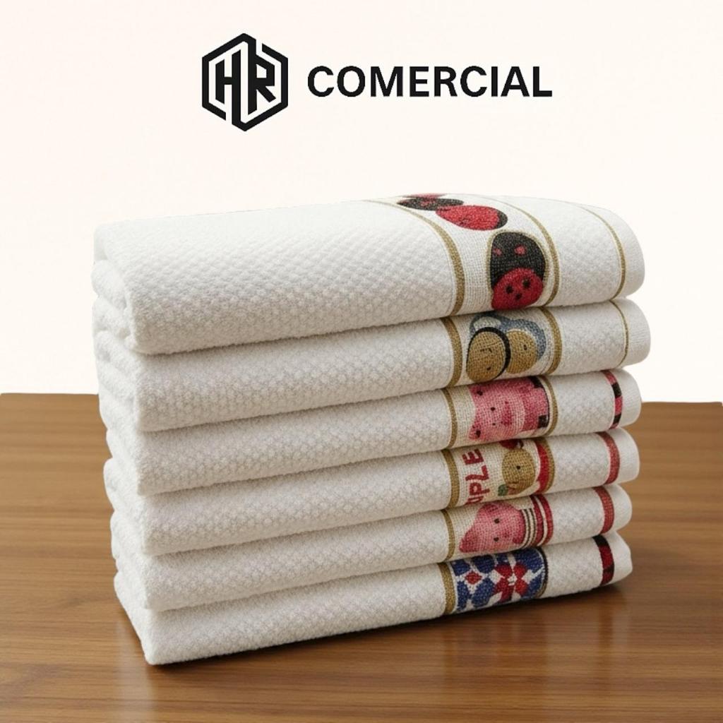 Kit 10 Panos de Prato Copa 40x65 Jacquard Atoalhado Toalha De Cozinha