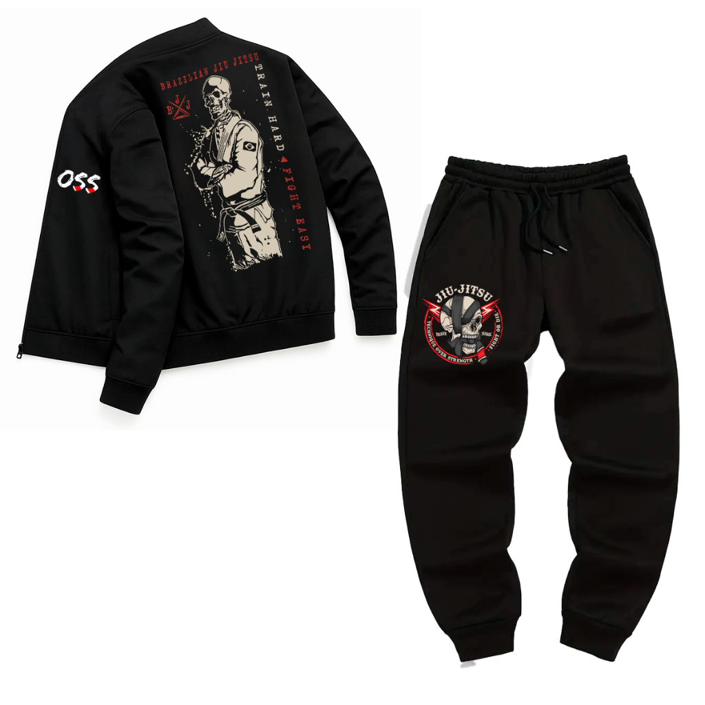 Conjunto Maculino Treino Jaqueta Masculina Bomber E Calça Moletom Jogger Academia Jiu Jit…