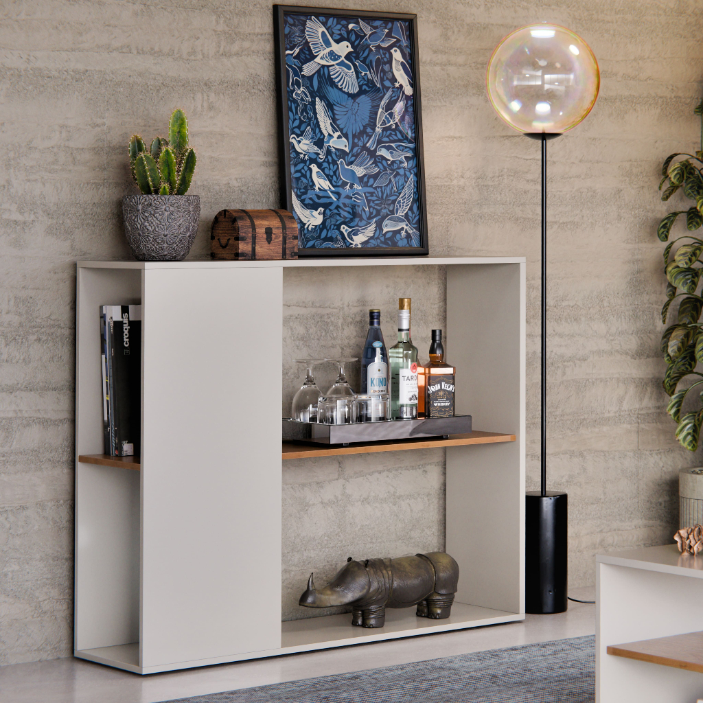 Aparador Havana 90 cm – Buffet Estante Baixa Moderna para Sala de Estar / Recepção em Oferta na Shopee