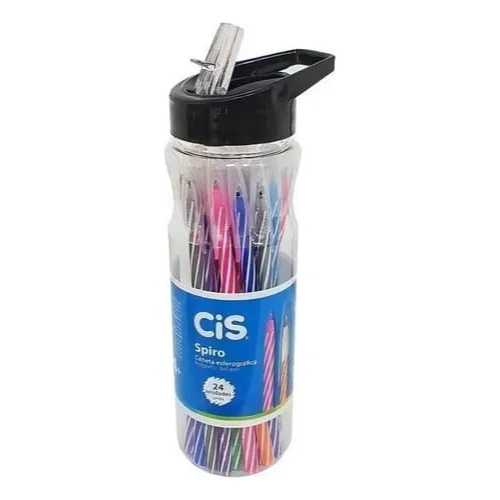 Caneta Esferográfica Cis Spiro Pote Com 24 Unidades Cor Da Tinta Sortidas Cor Do Exterior Diversas Diversas Sortidas