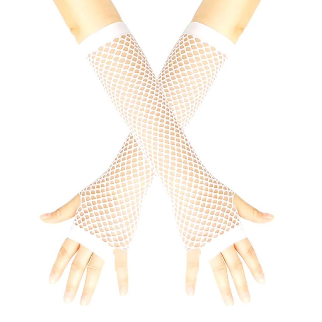 1 Par De Luva Arrastão Longa Rock Gótico Cosplay Sexy Branca em Oferta na Shopee