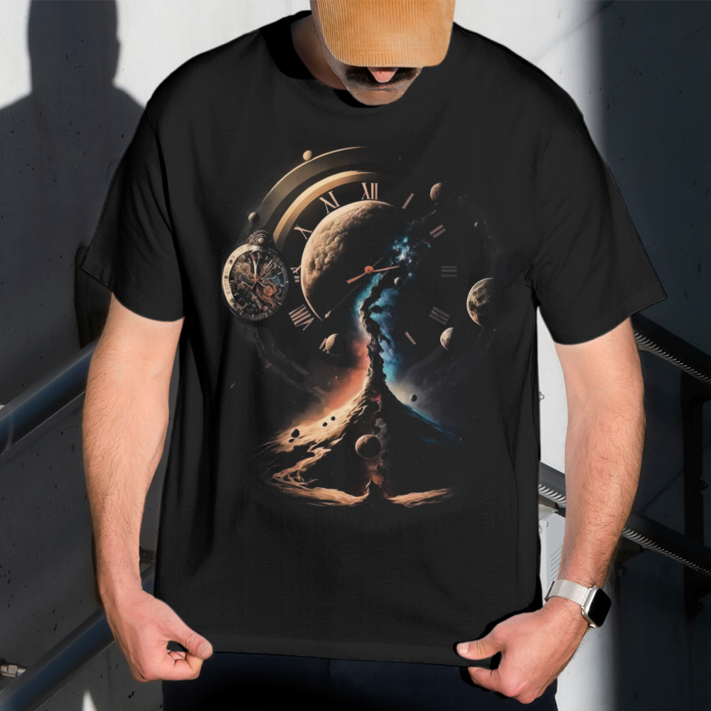 Camiseta Masculina Estampa Tempo Planetário 100% Algodão Estilo Conforto Diário Do Tamanho P ao GG