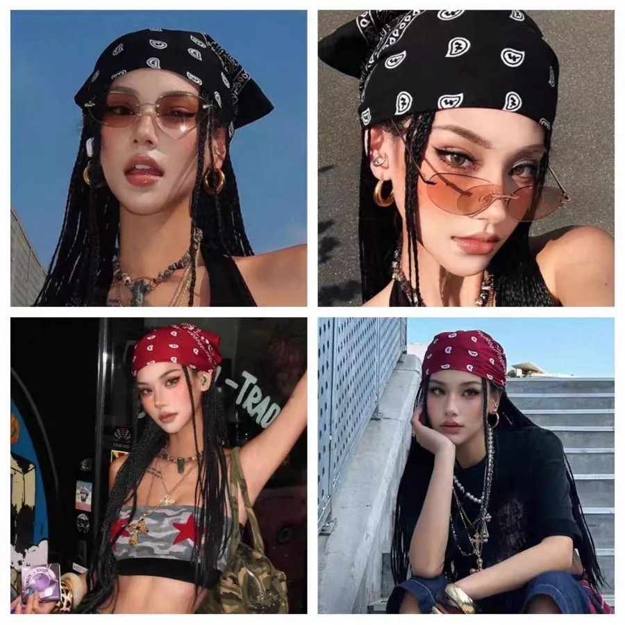 Bandana Estilo Street Unissex – Lenço Paisley Clássico em Algodão em Oferta na Shopee