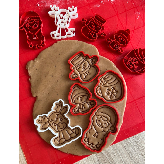 KIT C/7 Cortador Marcador Massas Natalino Biscuit Pasta Americana Artigo de Confeitaria Natal Biscoito