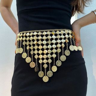 Cinto Moedas Dourado Lenço de Quadril Dança do Ventre/Cigana em Oferta na Shopee