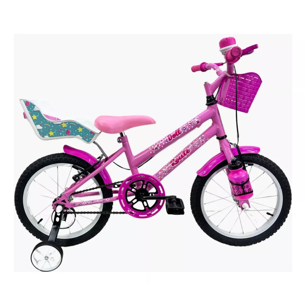 Bicicleta Aro 16 Infantil Feminina Com Rodinhas e Caderinha de Boneca em Oferta na Shopee