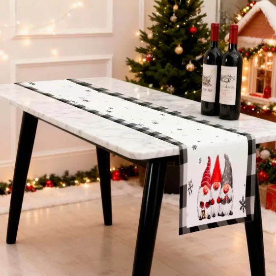 Trilho de Mesa Natalino em Oxford Caminho de Mesa Decorativo Natal para Ceia Passadeira Passadeira Toalha Para Mesas
