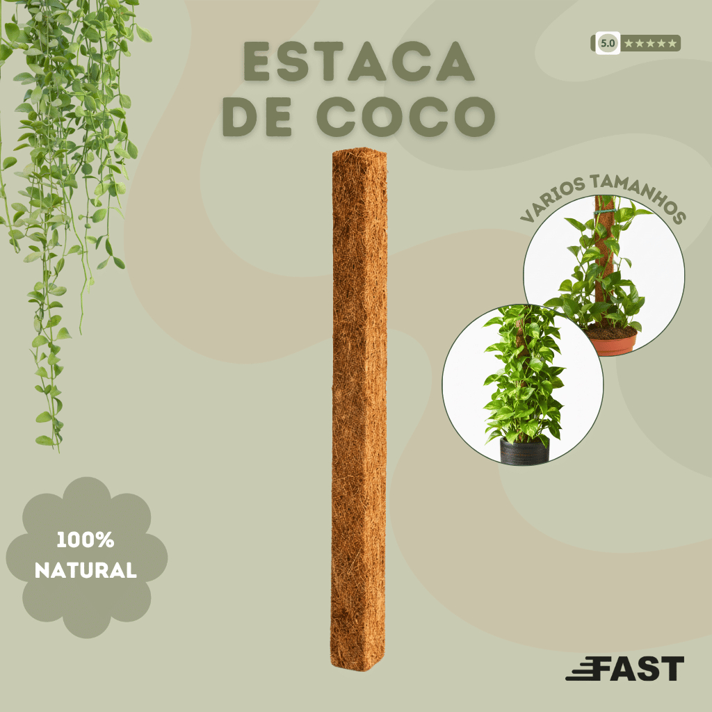 Estaca de Fibra de Coco Suporte eTutor para Plantas Trepadeiras, Antúrio, Jiboias e Decoração