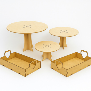 Kit Decoração MDF Cru – Boleiras de Vários Tamanhos + Bandejas em Oferta na Shopee