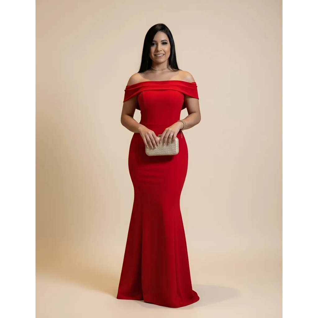 Vestido Longo Festas  Moda Feminino Evangelica Decote Tomara Q Caia Ciganinha com Bojos Lindo e Barato! em Oferta na Shopee