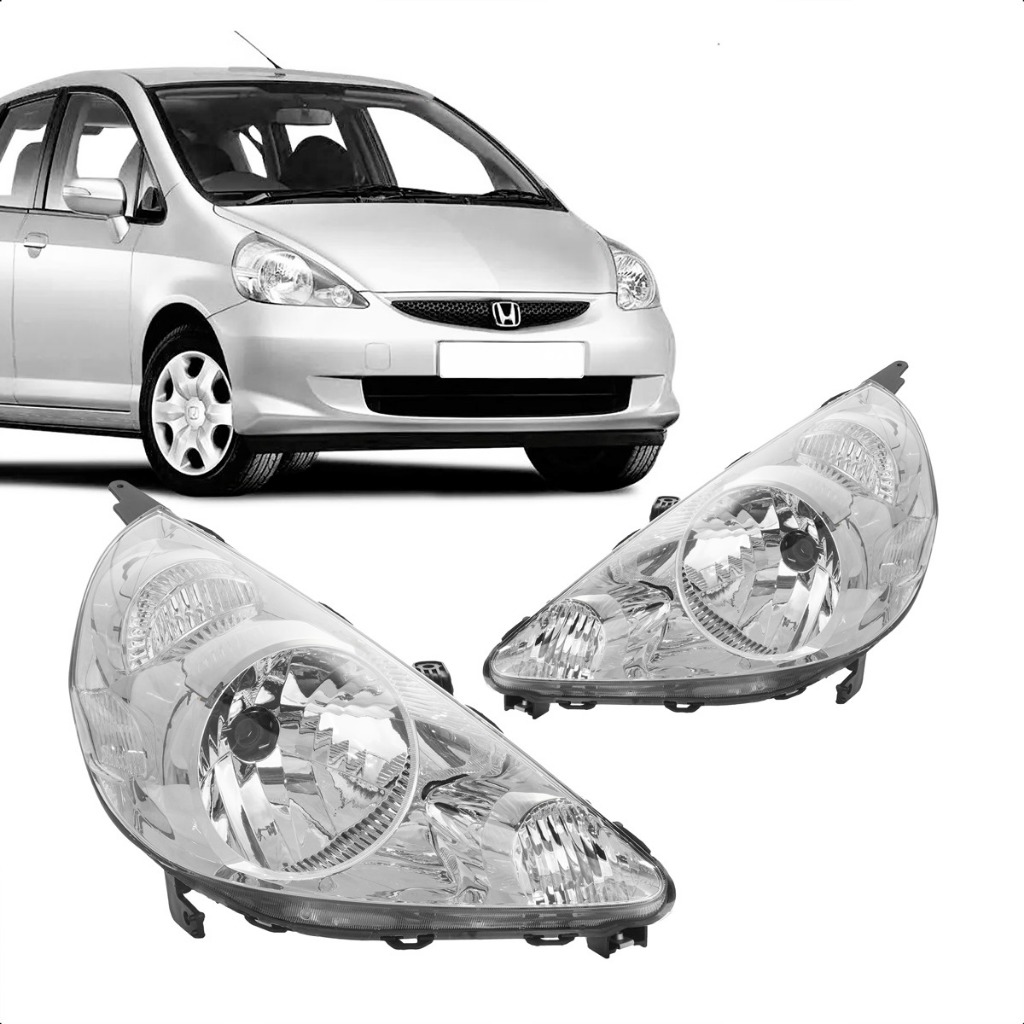 Farol Cromado Fit 2003 2004 2005 2006 2007 2008 Lado Esquerdo em Oferta na Shopee