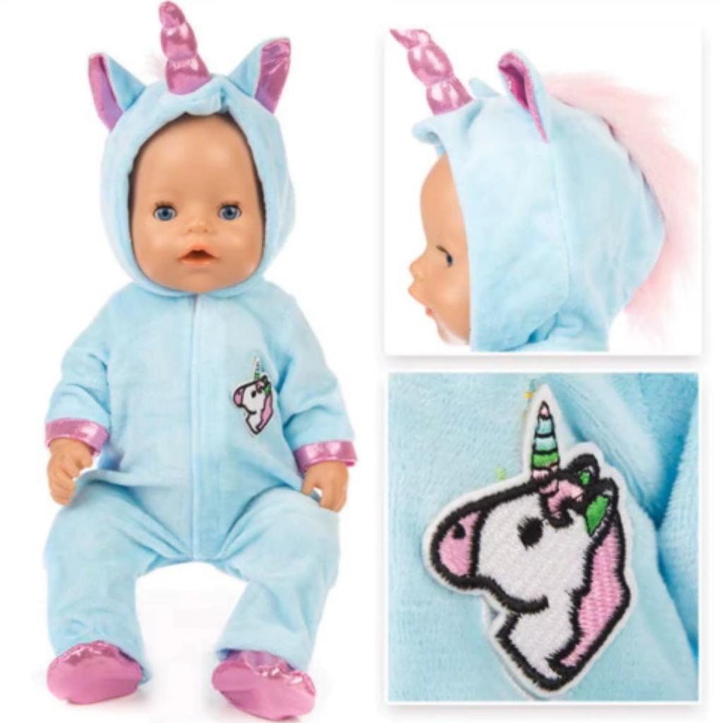 Presente de Natal Roupa Roupinha de Boneca Unicornio Fantasia Pijama Bebe Reborn Criança Ama e Adora