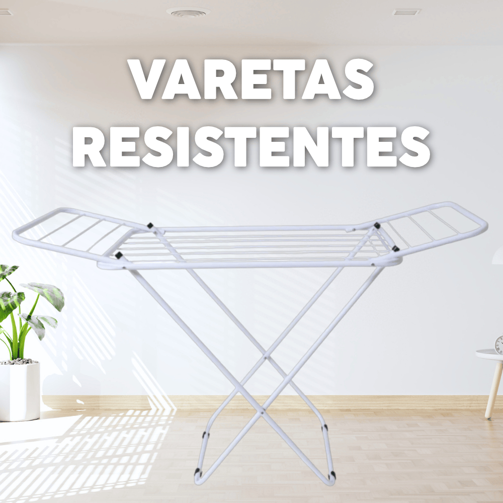 Varal Dobrável de Chão com Abas | Pintura Eletrostática | Super Leve, Resistente e Não Enferruja