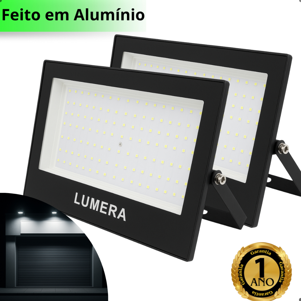 KIT 02 Refletor MIni Led Holofote 200W/400W/600W Ip66 Bivolt Forte Luz Branco Frio