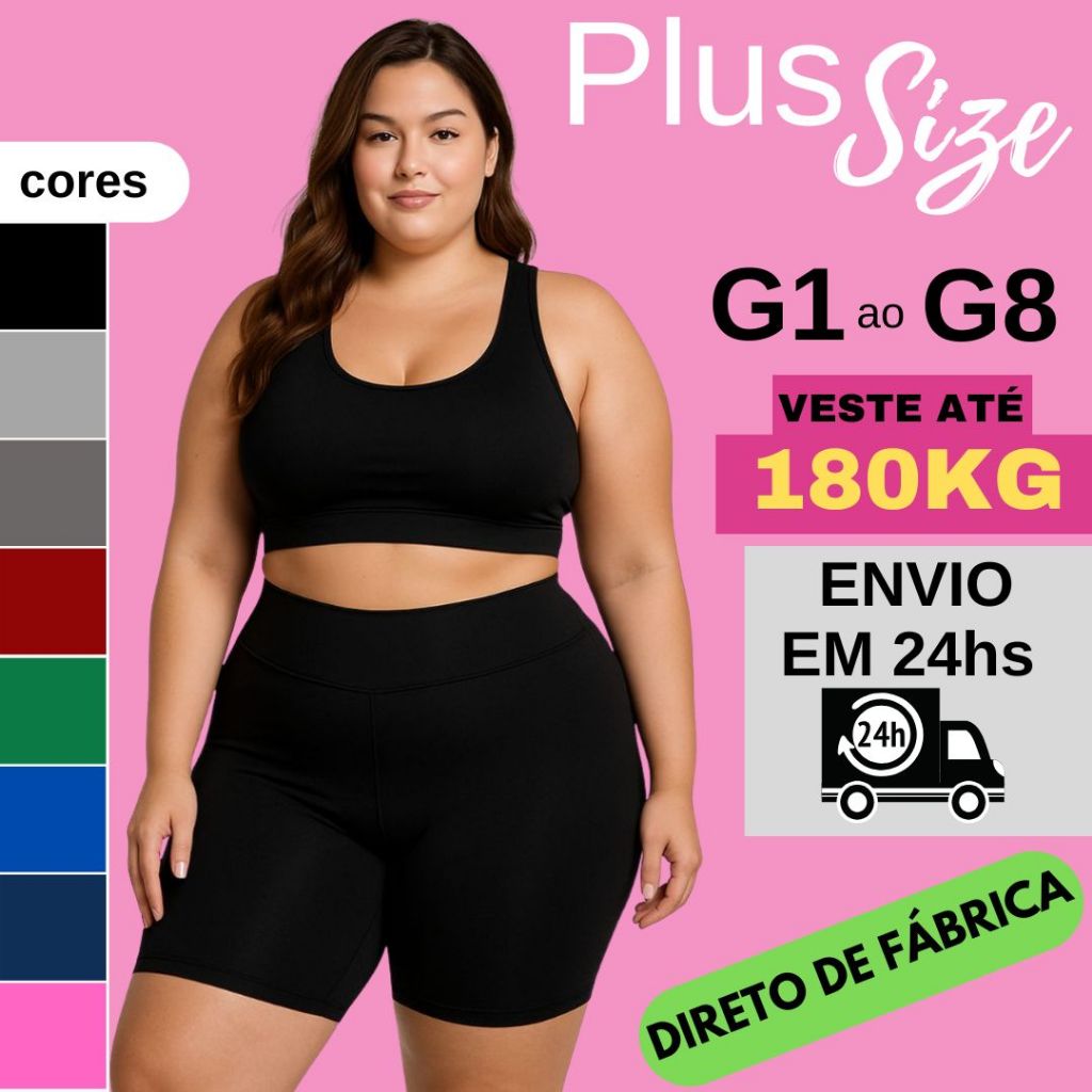 Short Bermuda Feminina Plus Size Fitness Academia Cintura Alta em Suplex PREMIUM em Oferta na Shopee
