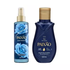 Kit Paixão Rosas Brancas Body Splash + Óleo Corporal