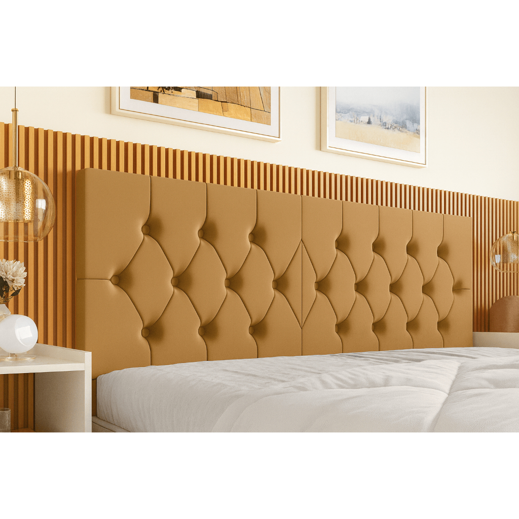 Cabeceira de Cama Box Casal e Queen Capitonê ou Lisa em Suede Estofada