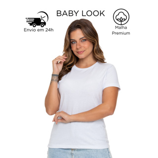 Camisetas Feminina Baby Look Algodão Básica Casual em Oferta na Shopee