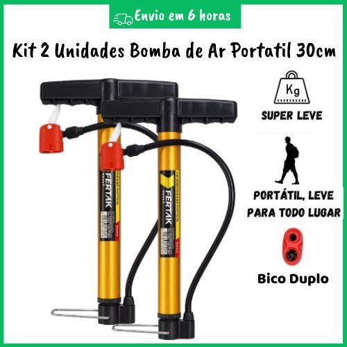 Bomba De Ar Para Encher Com 30Cm Pneu Bike Carro Moto Portatil 2 Unidades Oferta