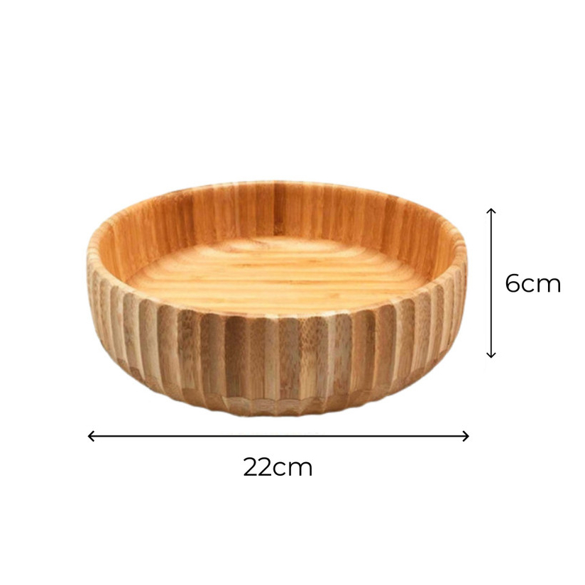 Tigela 22cm Bowl Bambu Bactericida Canelada Cumbuca Sustentável Salada Mesa Posta Servir Petiscos em Oferta na Shopee