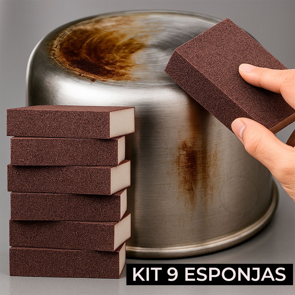 Imagem Kit Esponja Magica 2.3. 4 .6. 9 uni Removedor de Ferrugem e Riscos para Forno Panela Inox