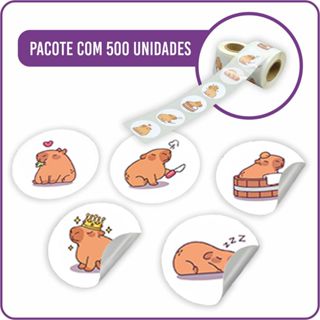 Adesivo Redondo 3cm Capivara Fofa Decora 009 - 500 Unidades em Oferta na Shopee